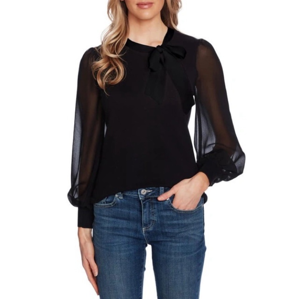 Indigo Rose Sweet Tie Mix Media Cotton Blend Sweater in Black Size XL NWT